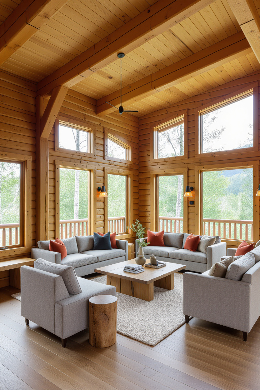 Modern Log Cabin Interior: A Fusion of Classic and Contemporary