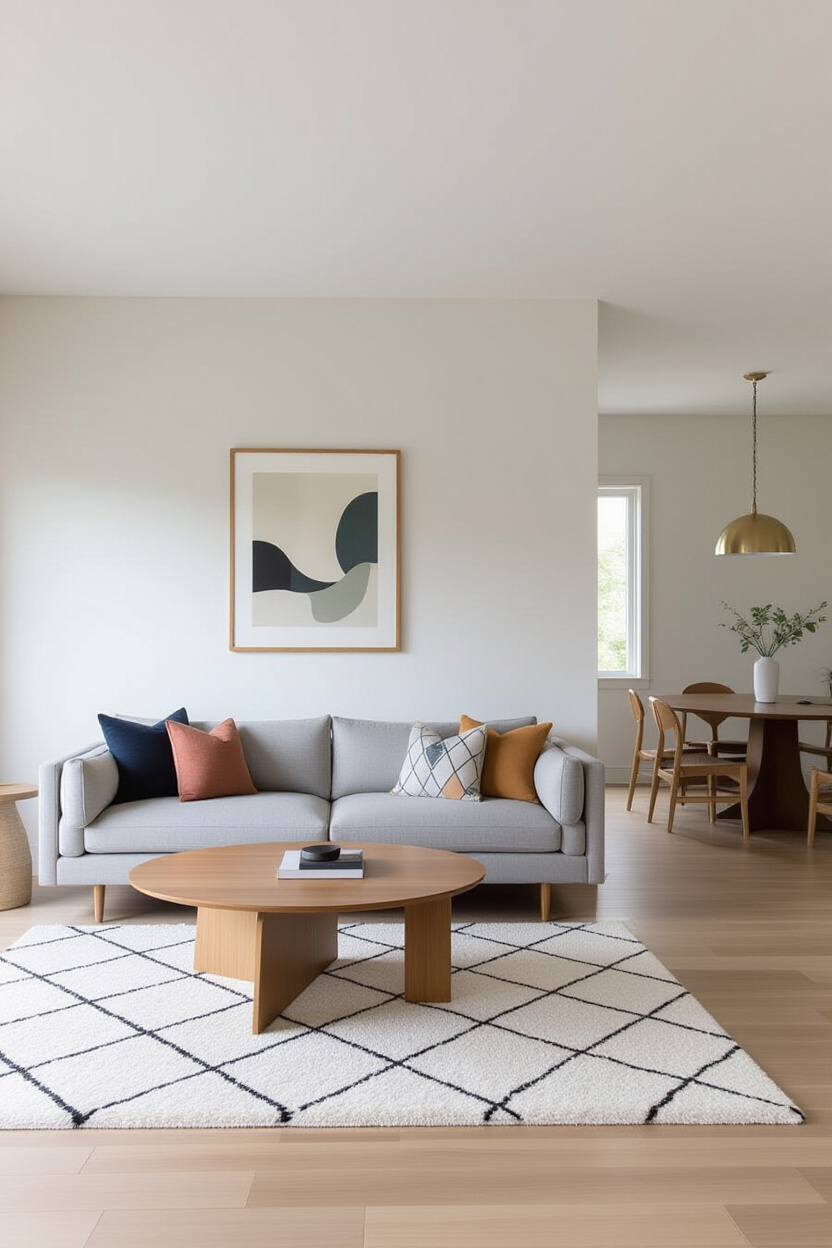 Modern Minimalist Interior Design Living Room with Dining Areas