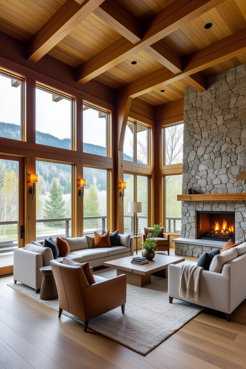 Mountain Modern Home Interiors: Elevated Log Cabin Style