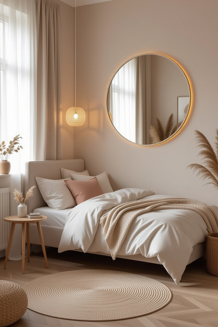 Aesthetic Mirror Selfie Ideas with Circle Mirrors