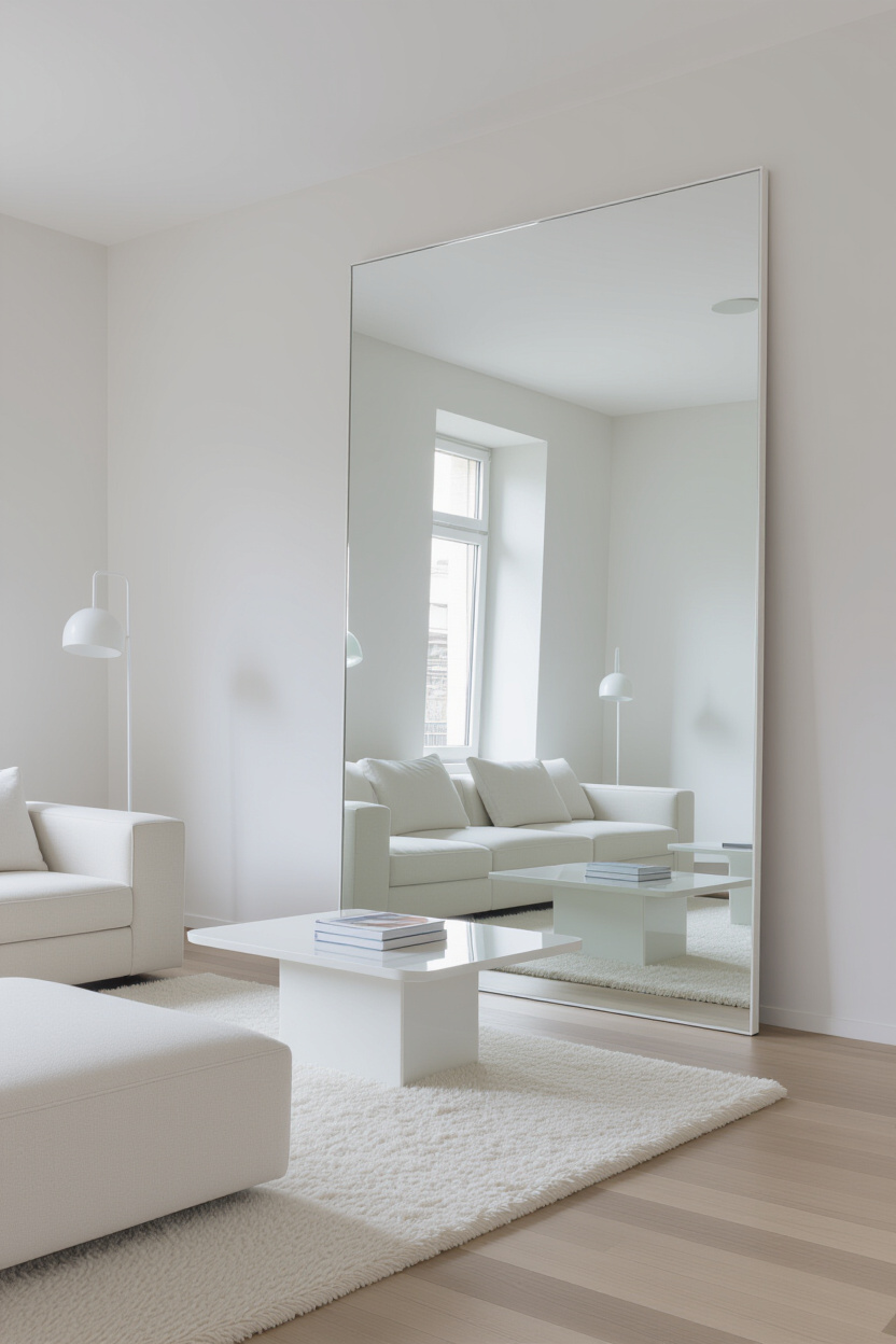 Big Mirror in Living Room Aesthetic for Minimalist Designs