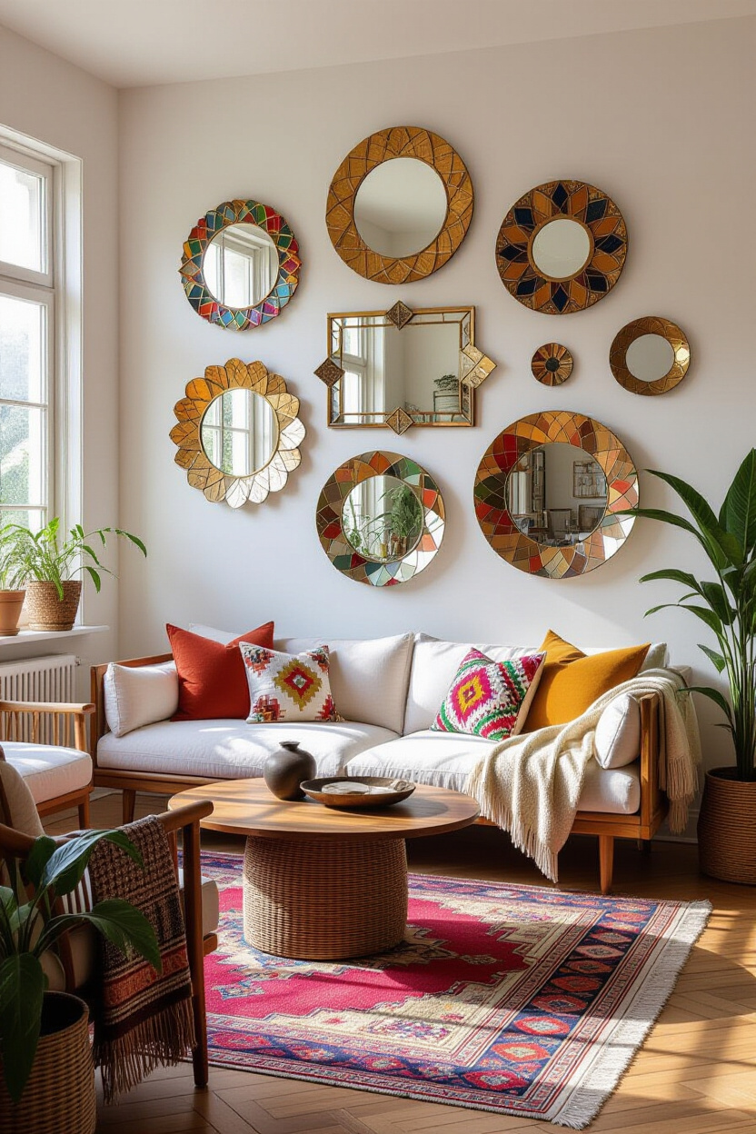 Boho Mirror Wall: Eclectic Vibes for a Unique Space