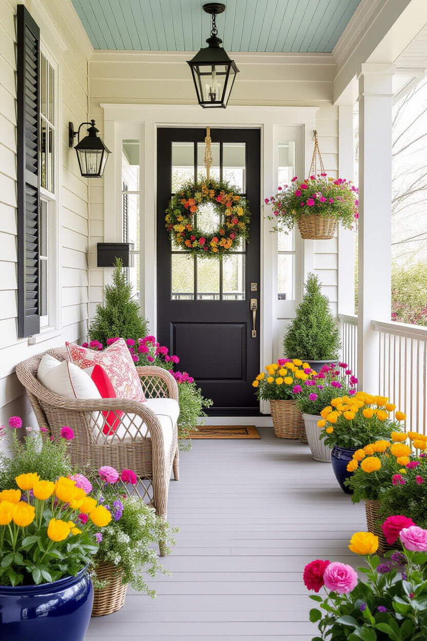 Captivating Spring Porch Decor: Outdoor Decorations with Planters