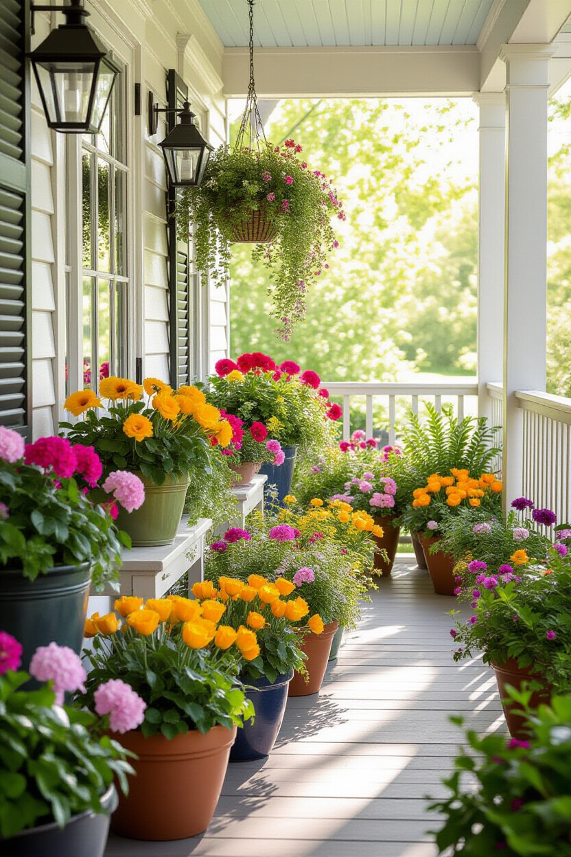 Charming Spring Pots and Planters for a Welcoming Porch
