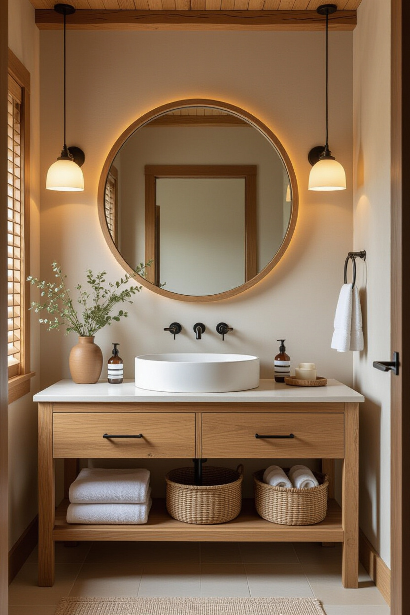 Circle Mirror Bathroom Vanity: Style and Functionality