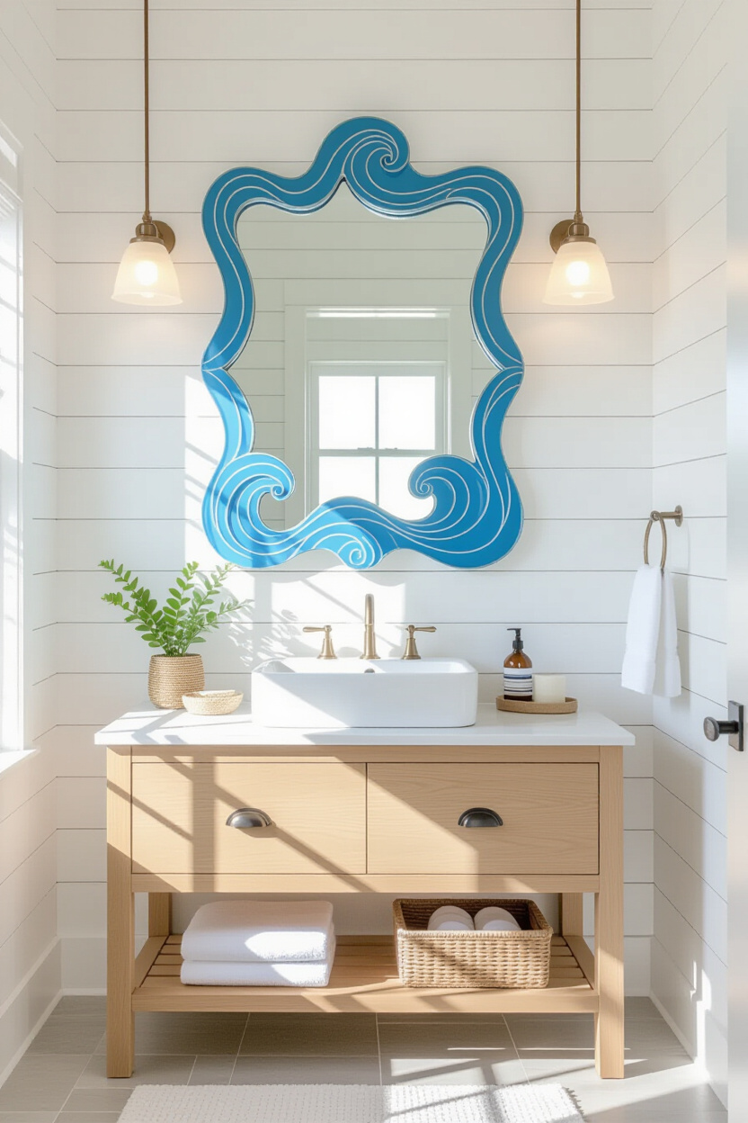 Creating a Coastal Vibe with a Blue Wave Mirror
