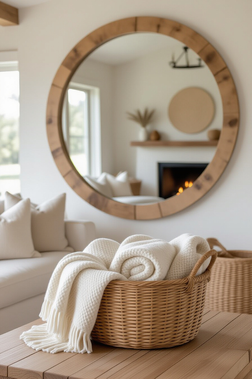 Creating a Cozy Aesthetic with Round Mirrors in Your Living Area