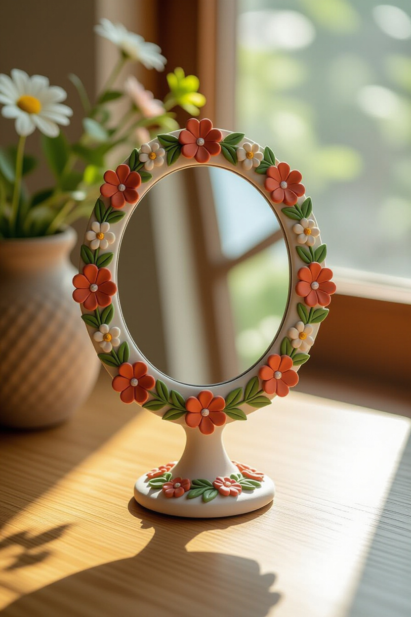 Decorate a Mirror: Hand Mirror Decorating Ideas with Clay Crafts