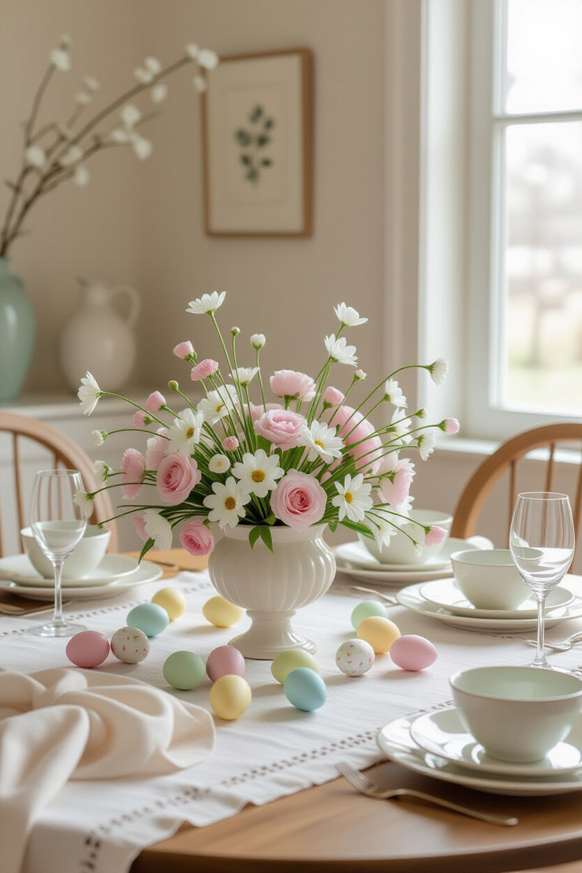 Easter Dining Table Decor Centerpieces: Pastel Perfection