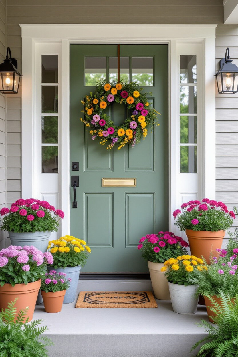 Front Door Flower Pot Arrangement Ideas