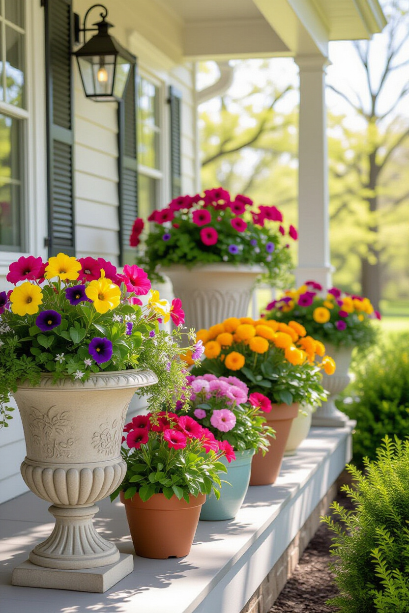 Front Porch Flowers and Planter Styling