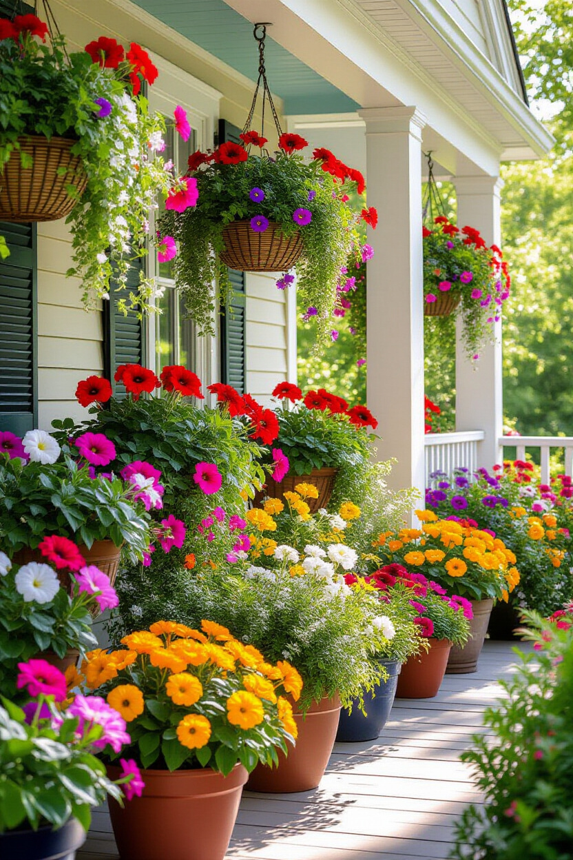 Front Porch Spring Decor Ideas with Flowers and Plants