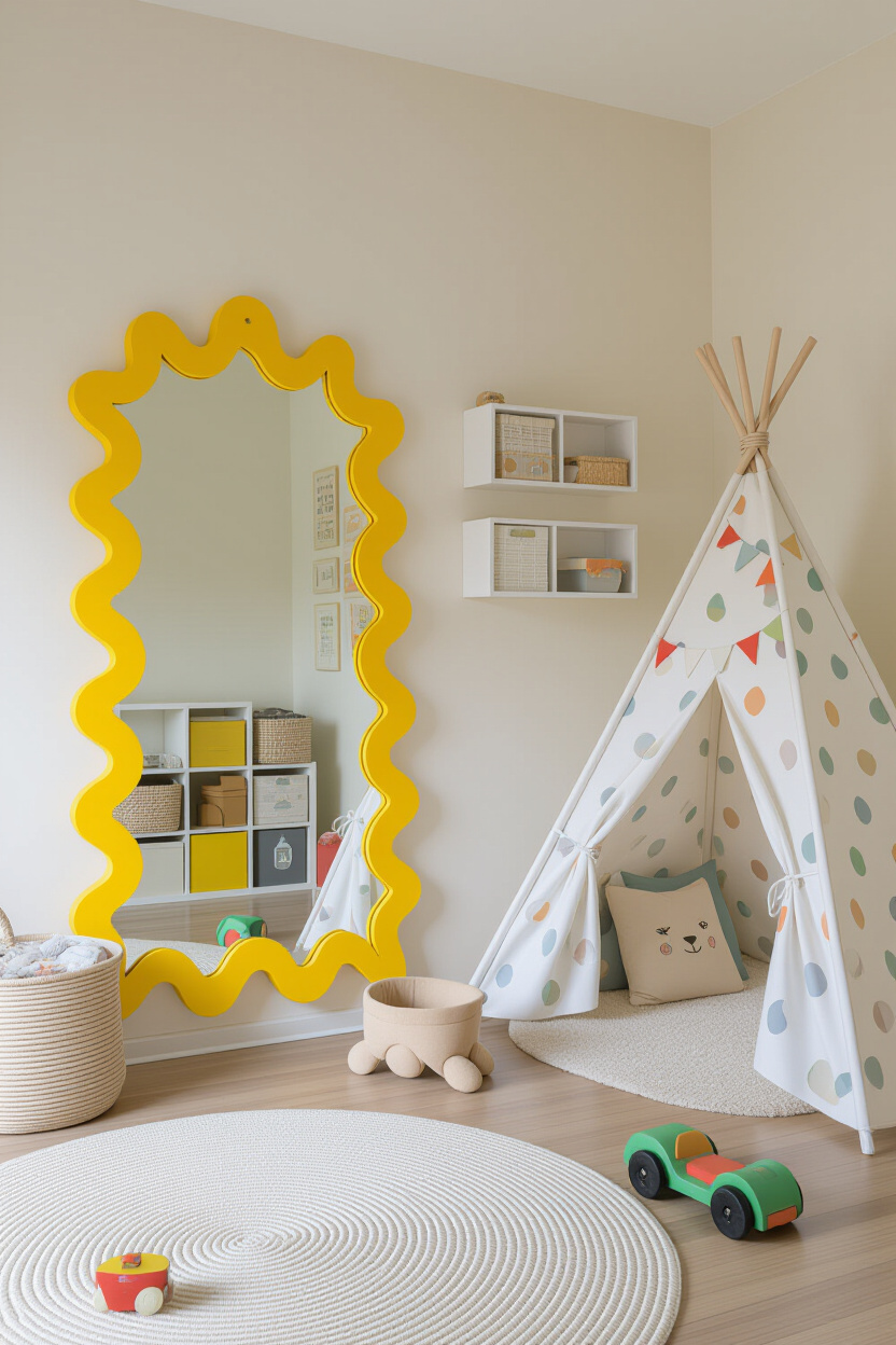 Fun Mirror Frames DIY: Squiggly Designs for Kids' Rooms