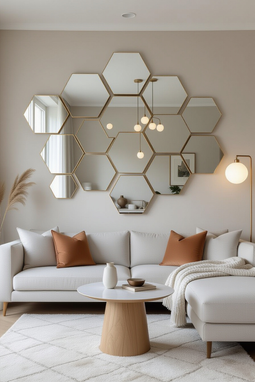 Geometric Appeal: Hexagon Mirror Wall Decor Ideas