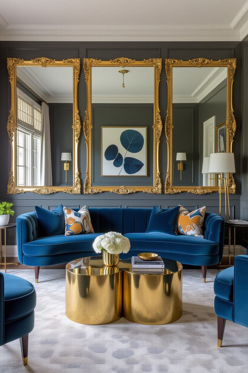Gold Mirror Wall Decor Living Room Glamour