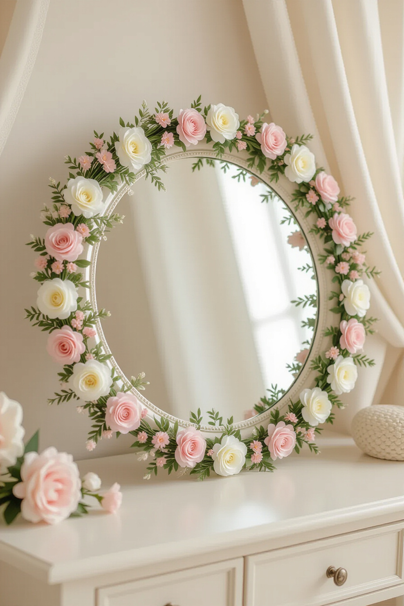 How to Decorate a Mirror Frame: Adding Garland for a Touch of Whimsy
