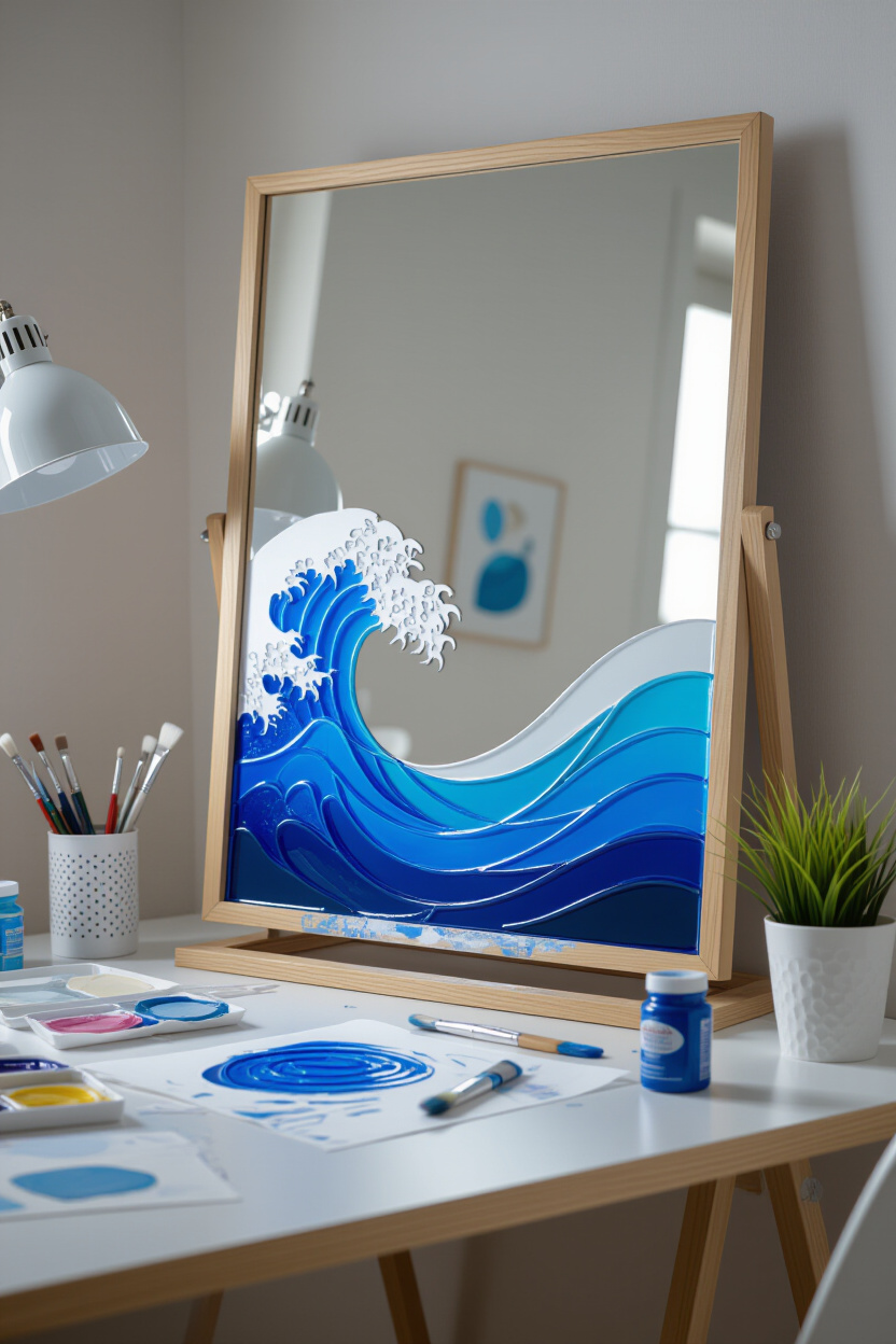 Mirror Art DIY: Painting Your Own Wave Mirror