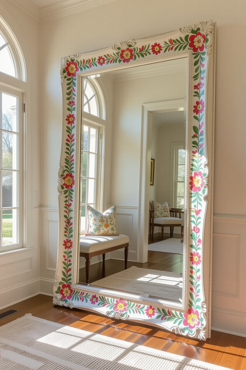 Mirror Crafts: Hand-Painted Designs for a Unique Wall Mirror