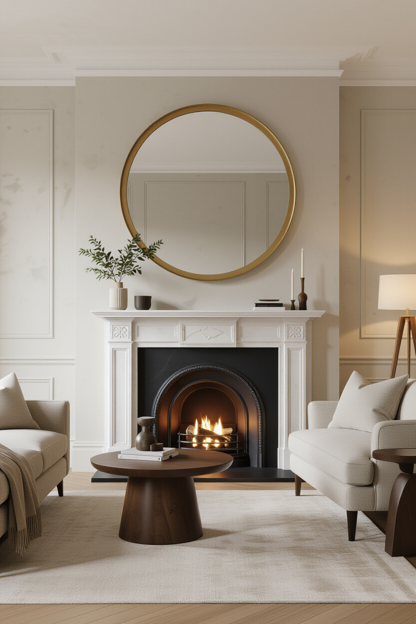 Round Mirror Above Fireplace: A Classic Focal Point