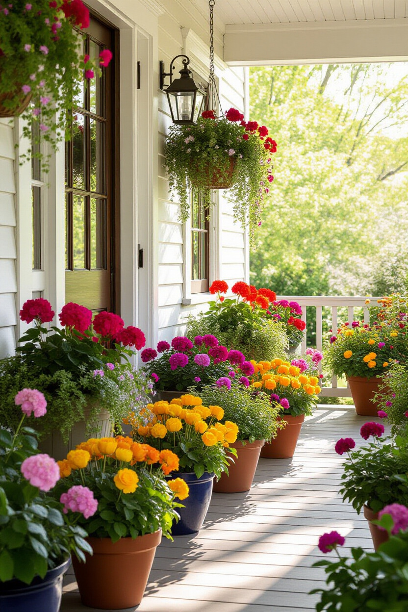 Spring Flower Pots Porches: Bringing Color to Your Entry