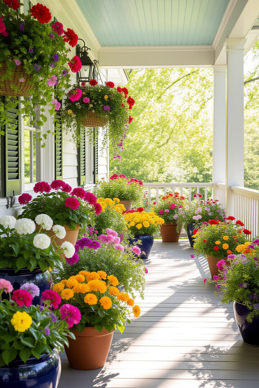 Spring Outdoor Flower Pots Front Porches: A Burst of Color