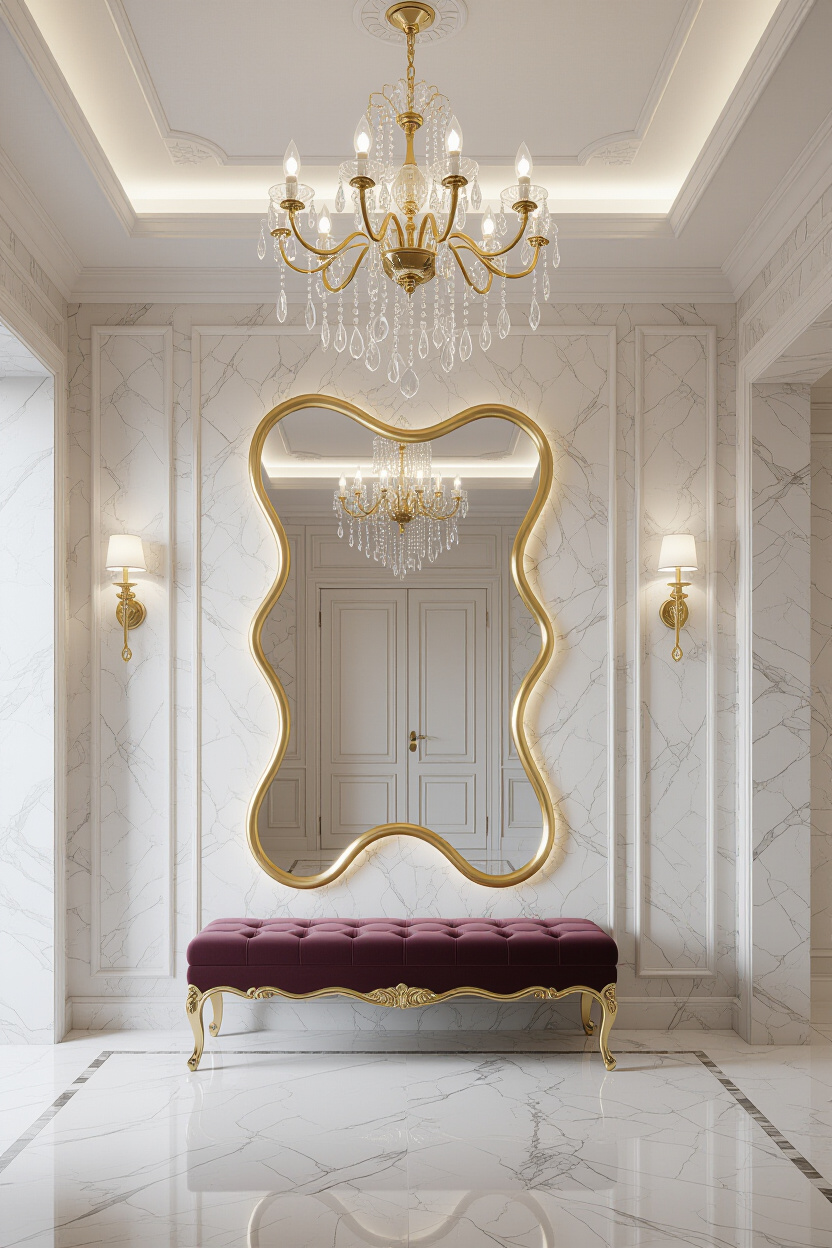 The Luxury of a Gold Wavy Mirror in Grand Entrances